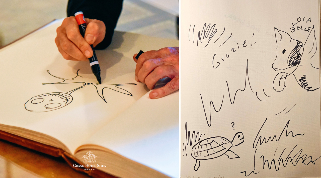 Grand Hotel Sitea - Tim Burton firma il libro ospiti e La firma di Lou Reed