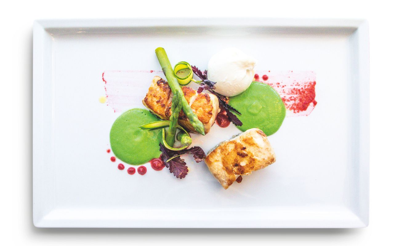 Da Frà Fiusch - Filetto di ricciola con crema di zucchine, asparagi, burrata e menta