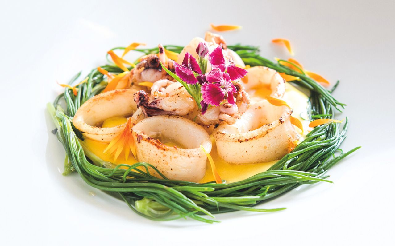 Frà Fiusch - Nido di barbabuc con purea allo zenzero e calamari