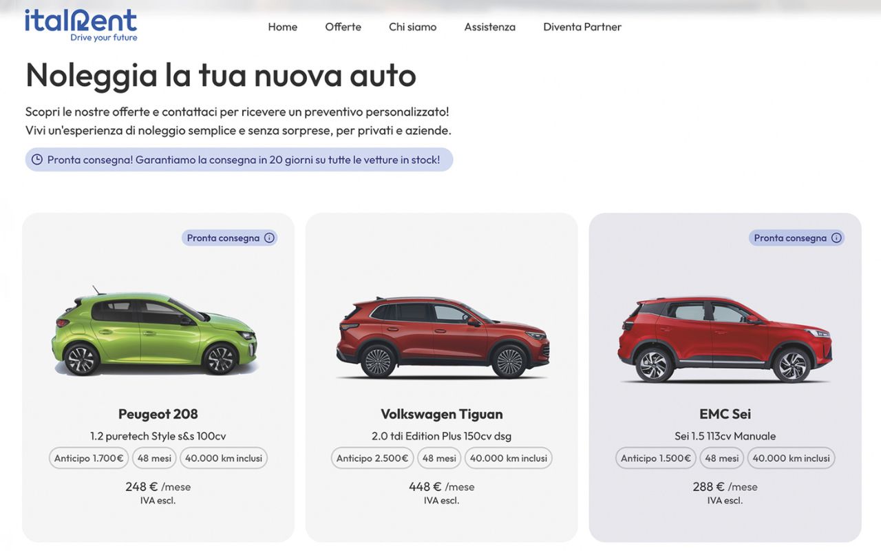 Il sito Italrent con le migliori offerte di noleggio a lungo termine